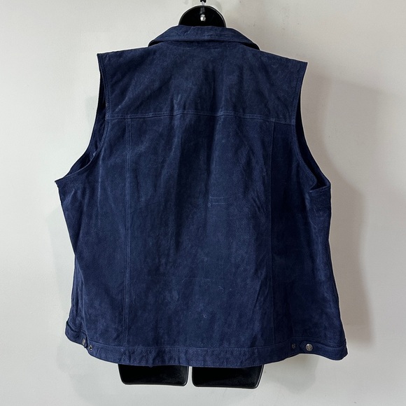 NWOT Navy Blue Genuine Soft Leather Vest With Pockets Size 2X - Picture 7 of 10